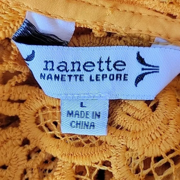 Nanette Lepore Marigold Yellow Lined Lace Sleeveless Blouse Size Large - Picture 7 of 8